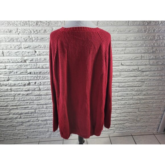 Avenue Womens Sweater 4X Plus Long Sleeve Side Zip Red Cotton Blend SWE111E - Picture 5 of 8